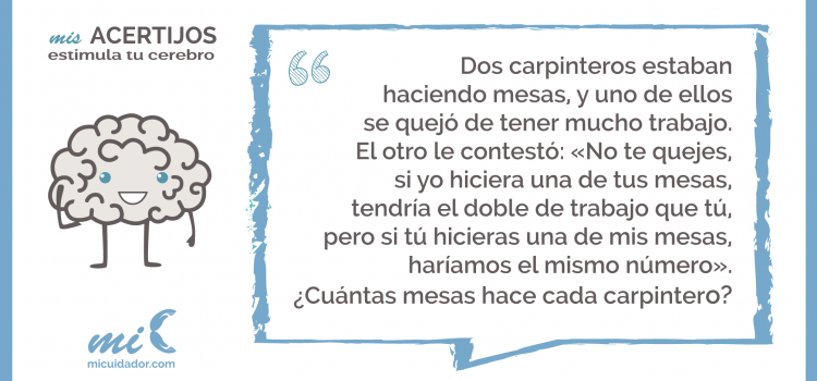 Acertijo «El trabajo de los carpinteros»